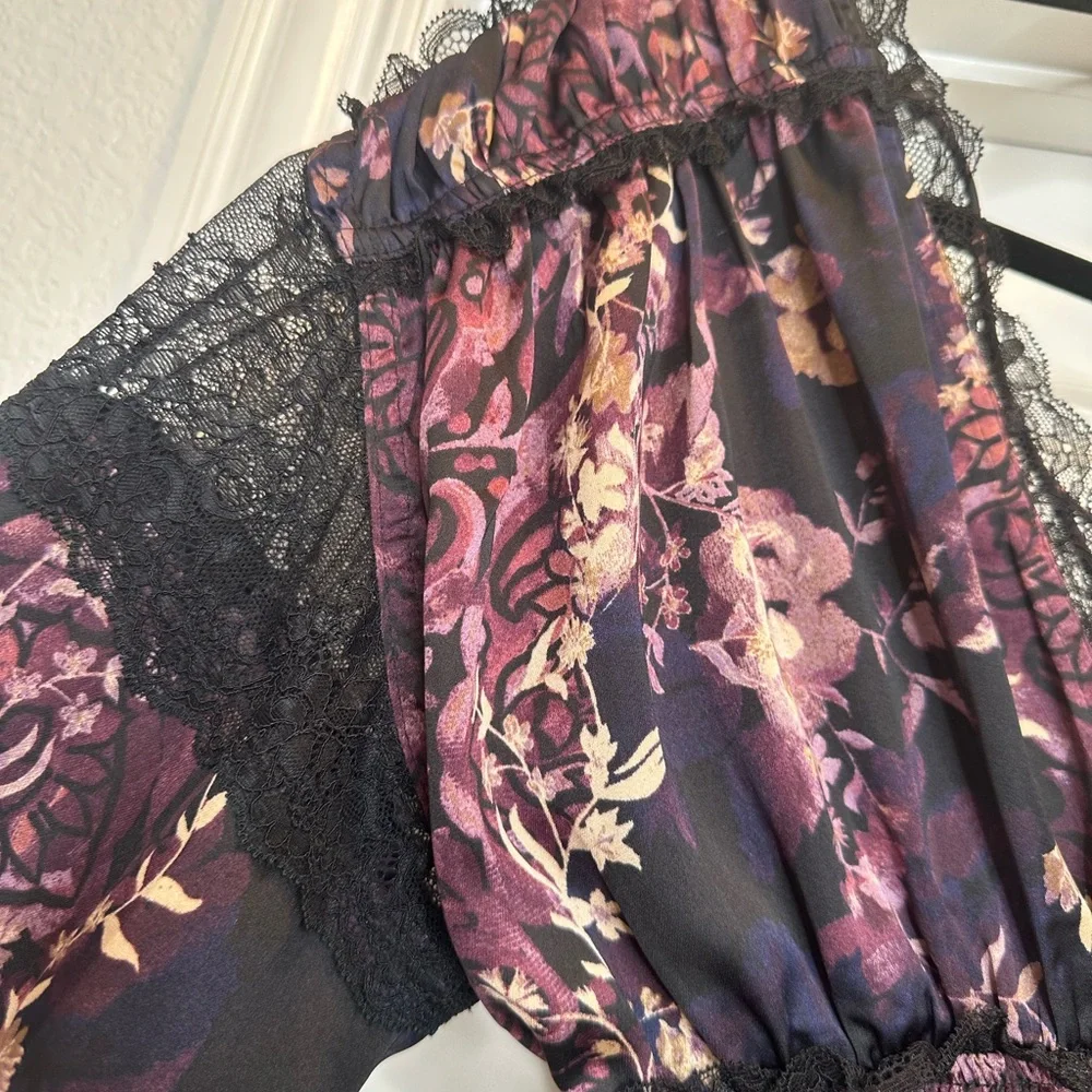 FREE PEOPLE Black Combo‎ Worth The Wait Bodysuit Sz XSmall